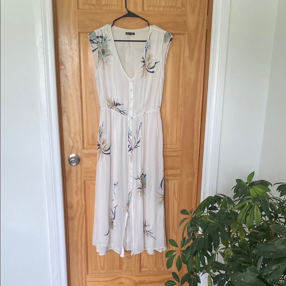 Massimo Dutti White Tie Front A-line Sundress